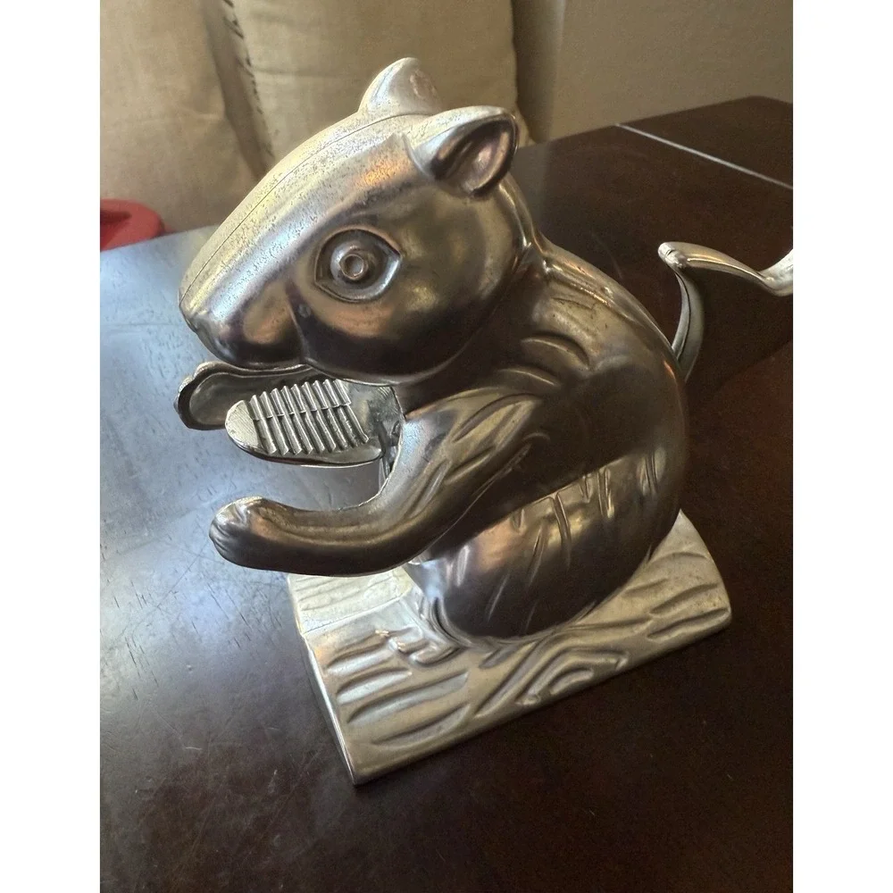 Vintage Collectible Metal Cast Aluminum Squirrel Nut Cracker